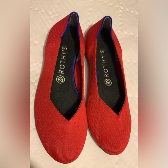 Rothys Flat Red Textile Ballet Shoes Size 9.5 - Picture 2 of 8
